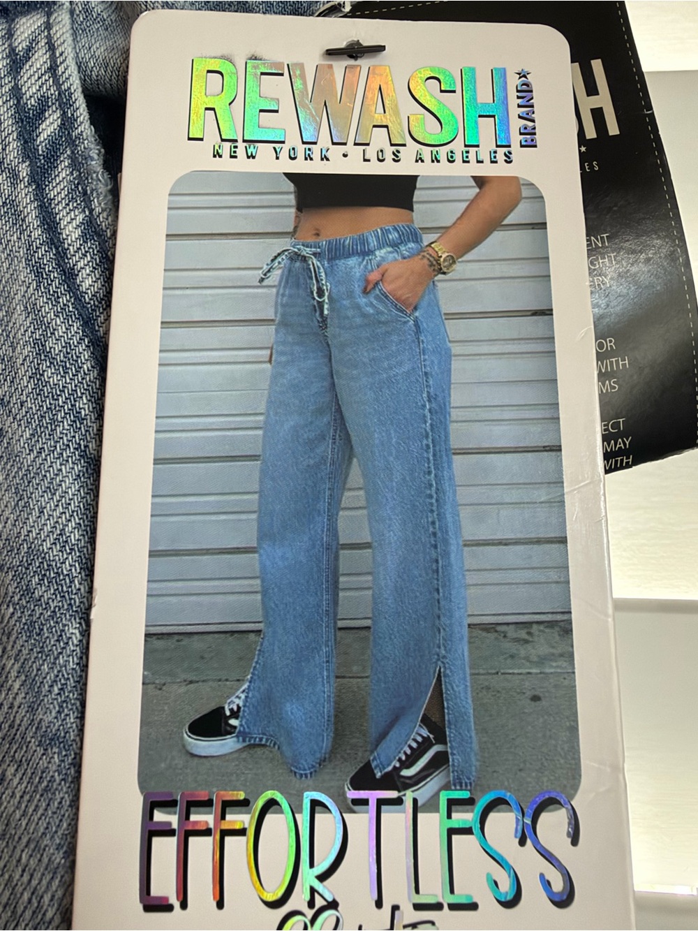 REWASH Light Blue Wide-Leg Jeans with Side Slits